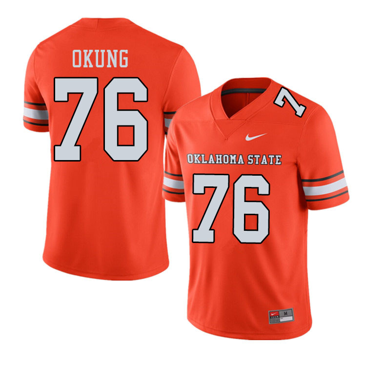 Men #76 Russell Okung Oklahoma State Cowboys College Football Jerseys Sale-Alternate Orange - Click Image to Close